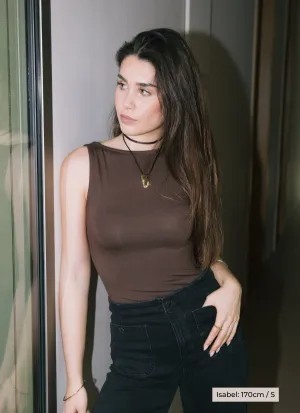 Two-Way Tank Top Micro Modal - Chocolate Brown