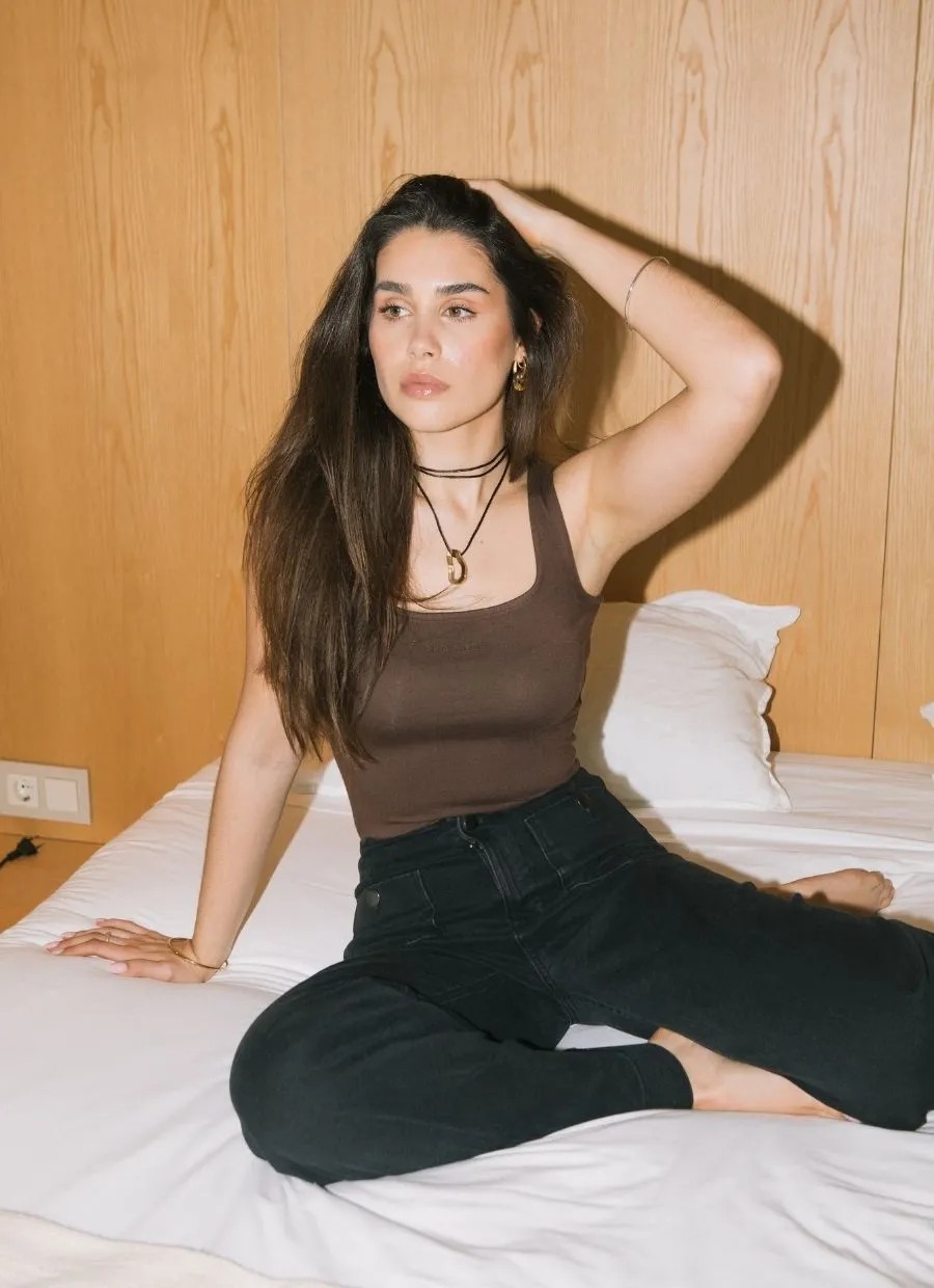 Two-Way Tank Top Micro Modal - Chocolate Brown