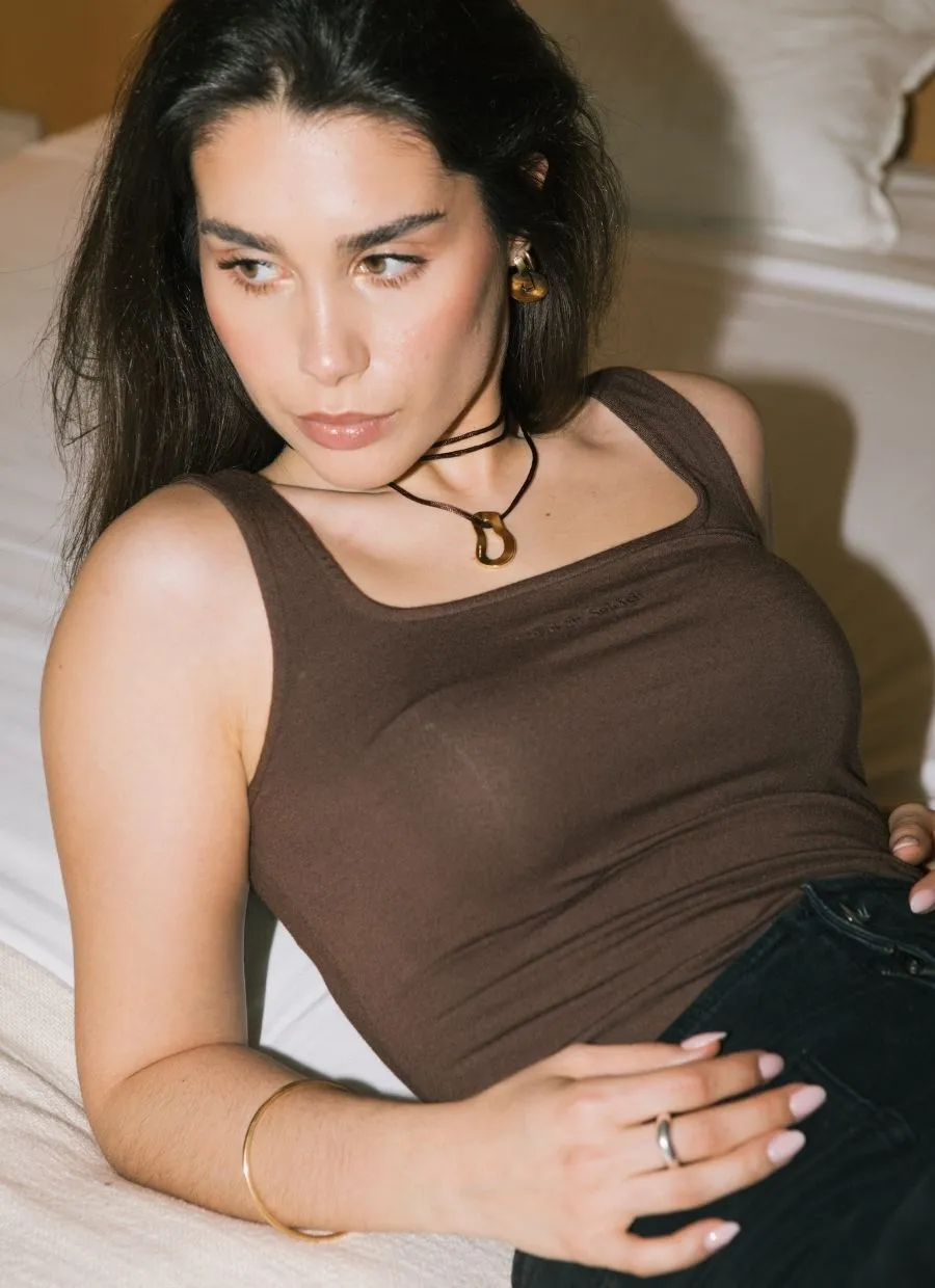 Two-Way Tank Top Micro Modal - Chocolate Brown