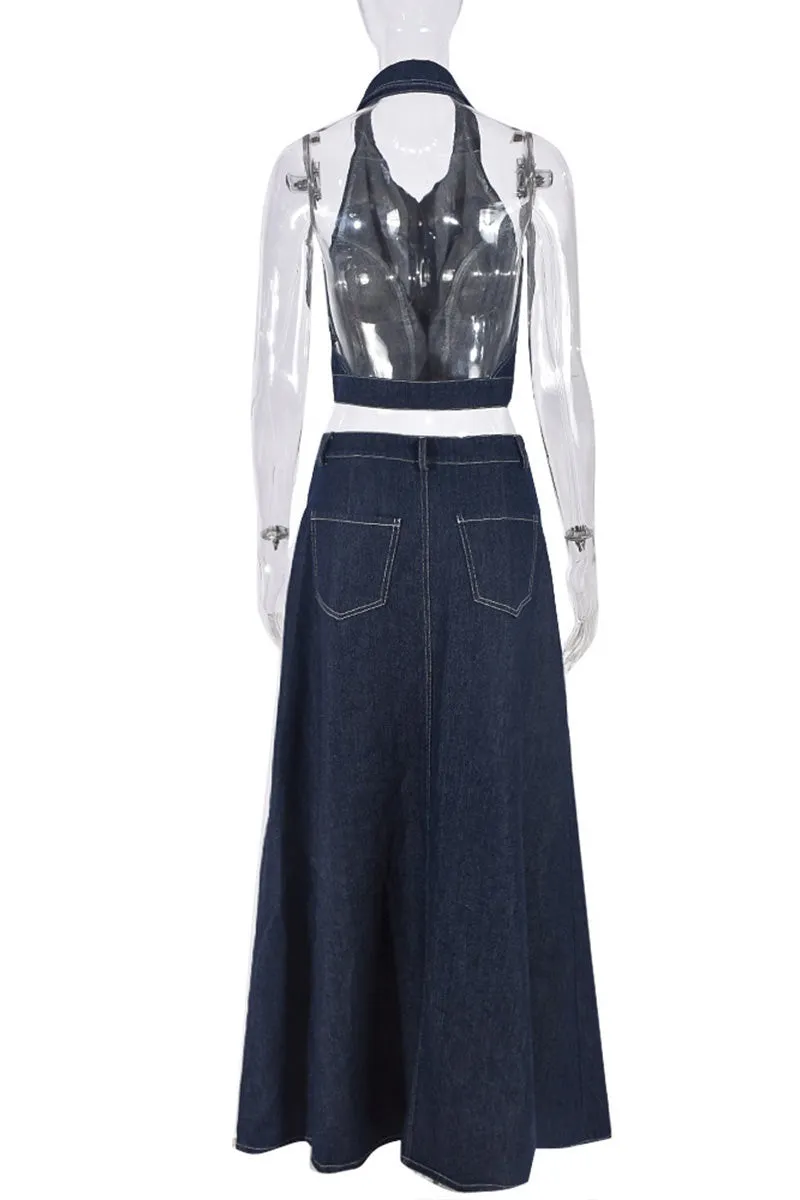 UM0405 Denim Tank and Skirt Set
