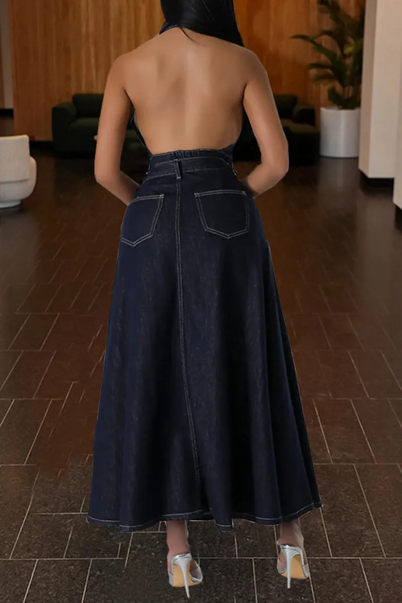 UM0405 Denim Tank and Skirt Set