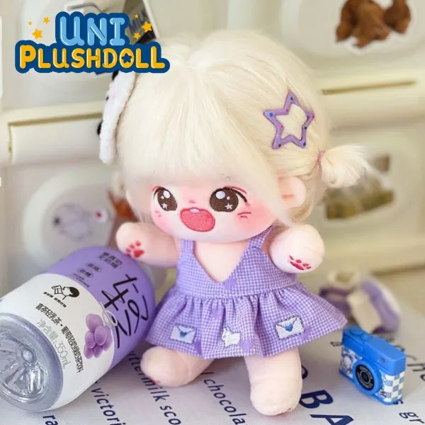 Uni Plush Doll Girl’s Purple Suspender Skirt 20cm Plush Cotton Doll Clothes