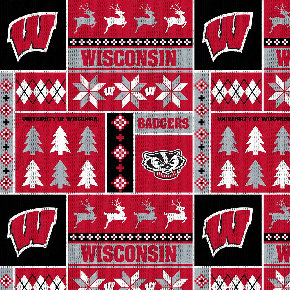 UNIVERSITY OF WISCONSIN-Holiday Sweater Fleece-100% Polyester-WIS1182