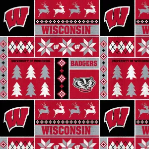 UNIVERSITY OF WISCONSIN-Holiday Sweater Fleece-100% Polyester-WIS1182