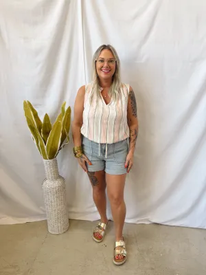 V Neck Striped Summer Tank Top