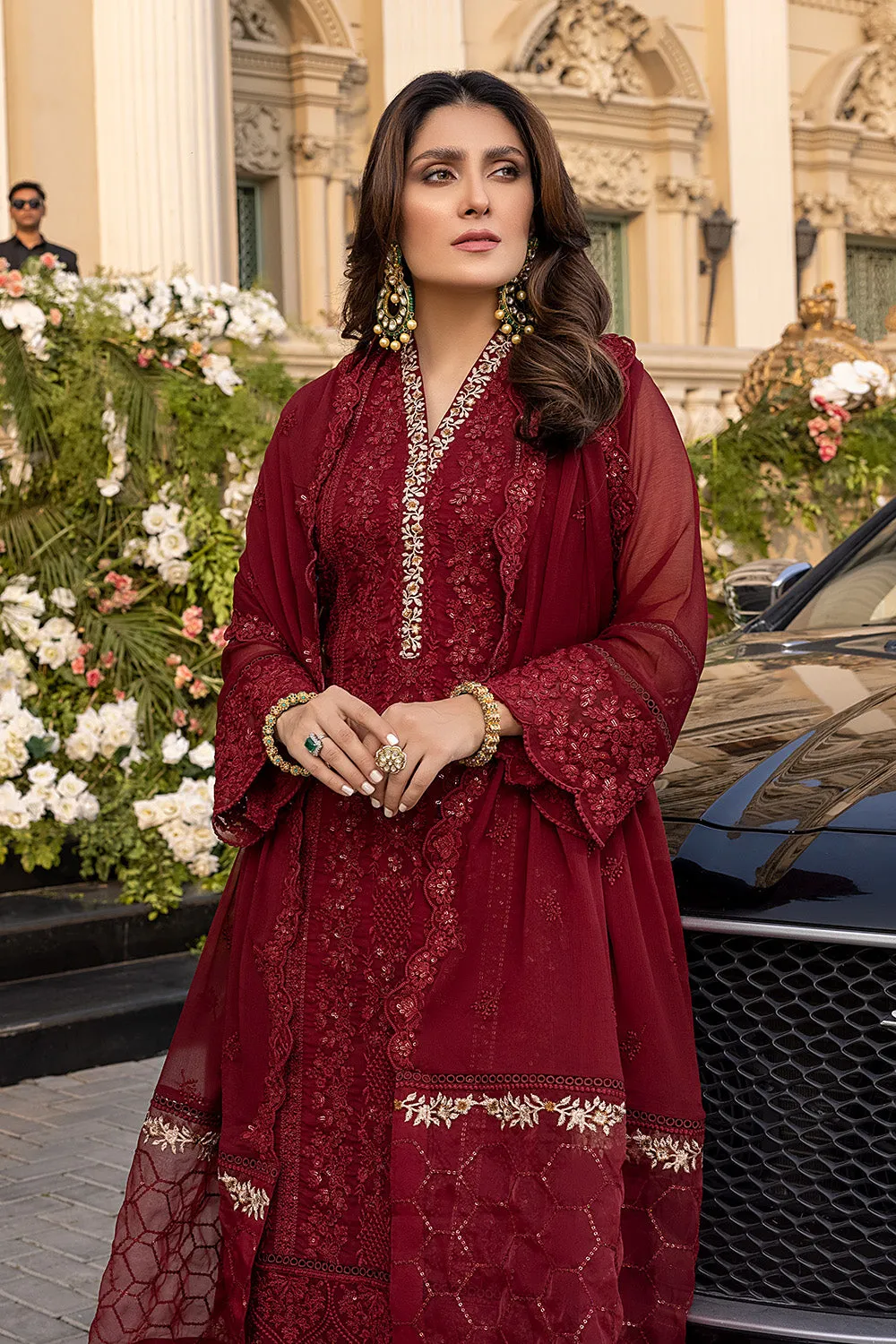 Vibrant Ruby | Azure Luxe Embroidered 3pcs Collections 2023