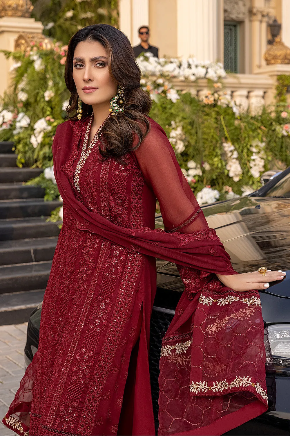 Vibrant Ruby | Azure Luxe Embroidered 3pcs Collections 2023
