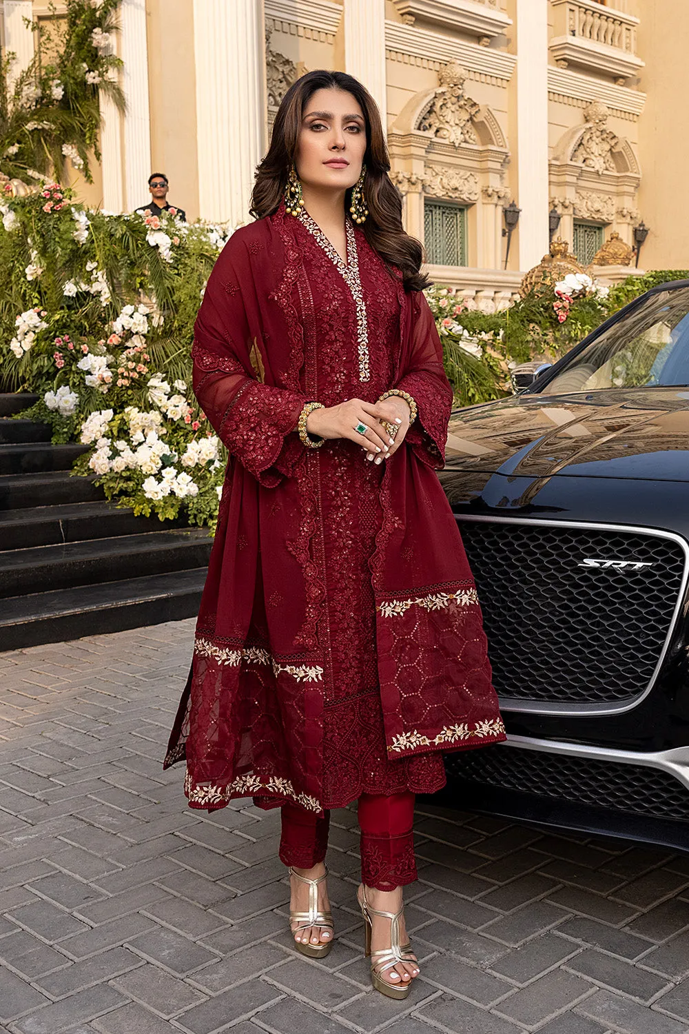 Vibrant Ruby | Azure Luxe Embroidered 3pcs Collections 2023