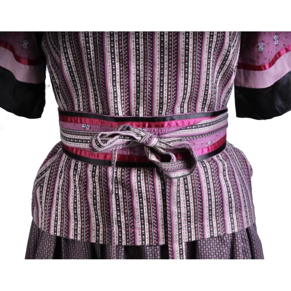 Vintage 2 PC Skirt Set Stijfselkissie 1970S Marijke Benedict Mixed Prints in Plum  M/L