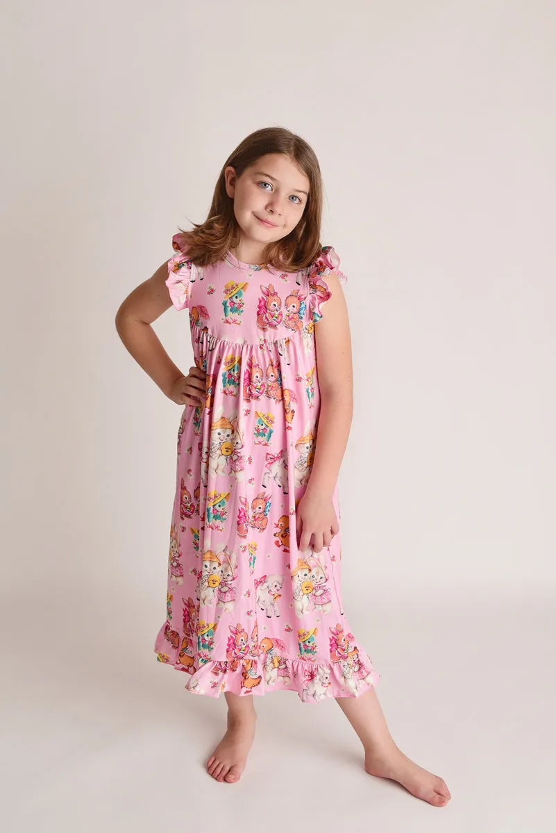 VINTAGE EASTER BUNNY NIGHTGOWN - PINK