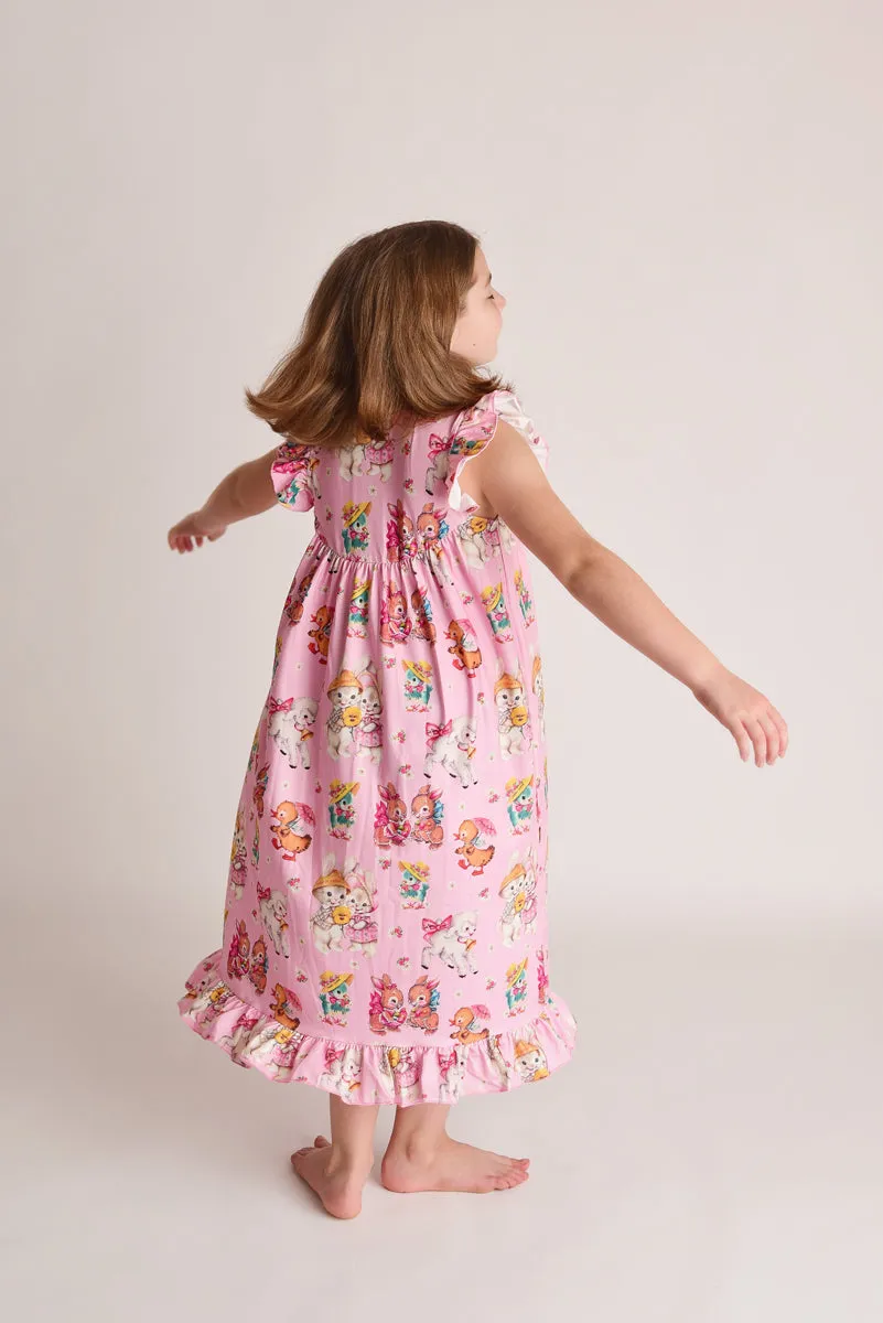 VINTAGE EASTER BUNNY NIGHTGOWN - PINK