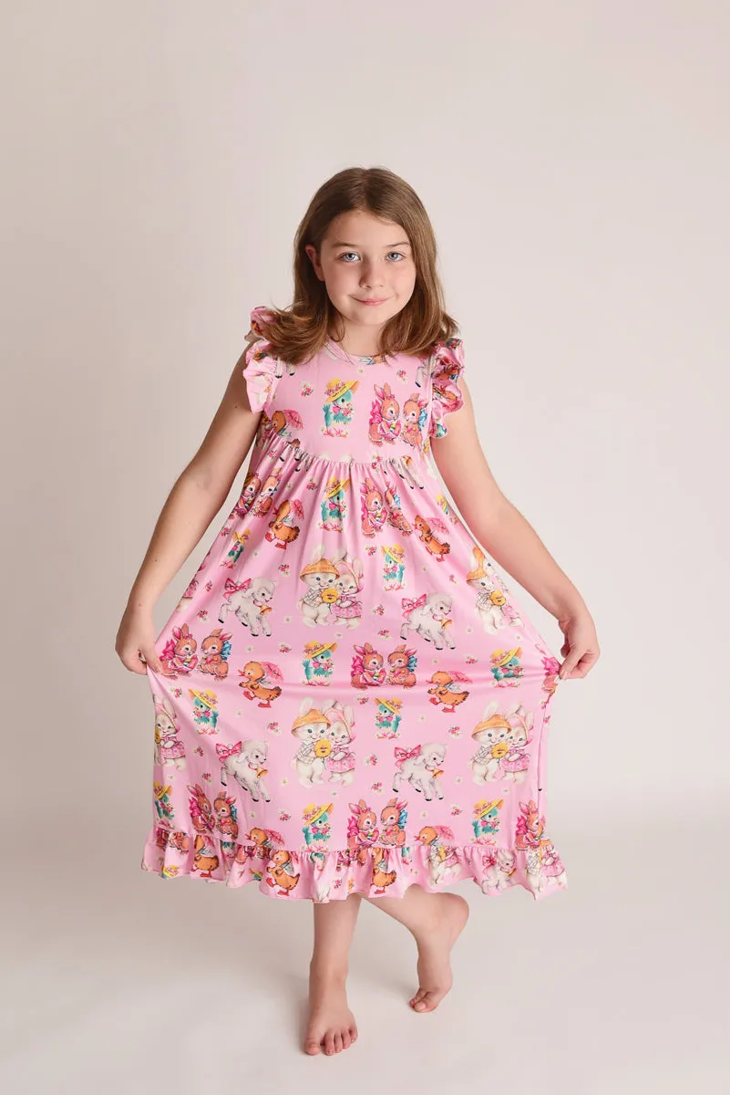 VINTAGE EASTER BUNNY NIGHTGOWN - PINK