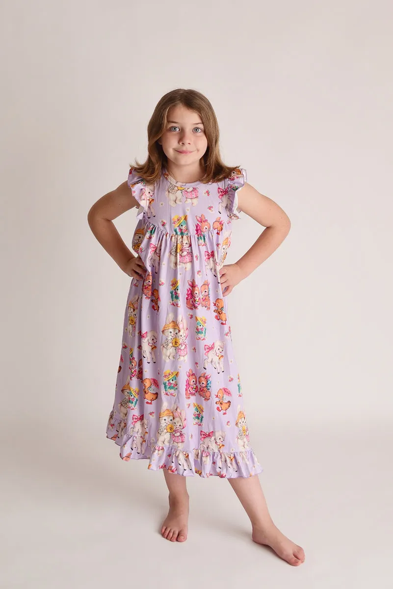 VINTAGE EASTER BUNNY NIGHTGOWN - PURPLE