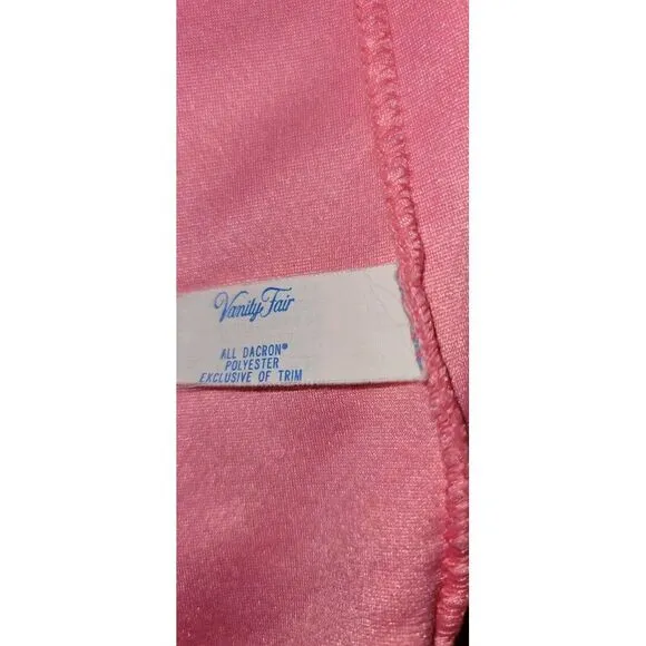 Vintage Vanity‎ Fair Robe 70s Pink Floral Long House Coat Snap Nightgown Small