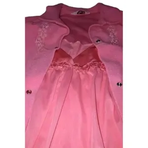 Vintage Vanity‎ Fair Robe 70s Pink Floral Long House Coat Snap Nightgown Small