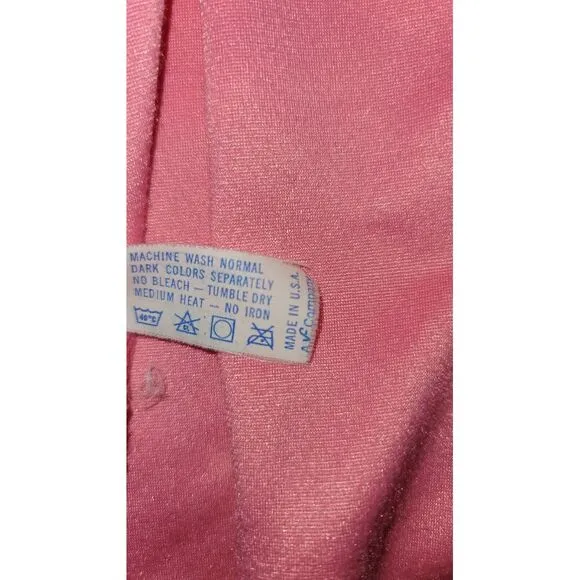 Vintage Vanity‎ Fair Robe 70s Pink Floral Long House Coat Snap Nightgown Small