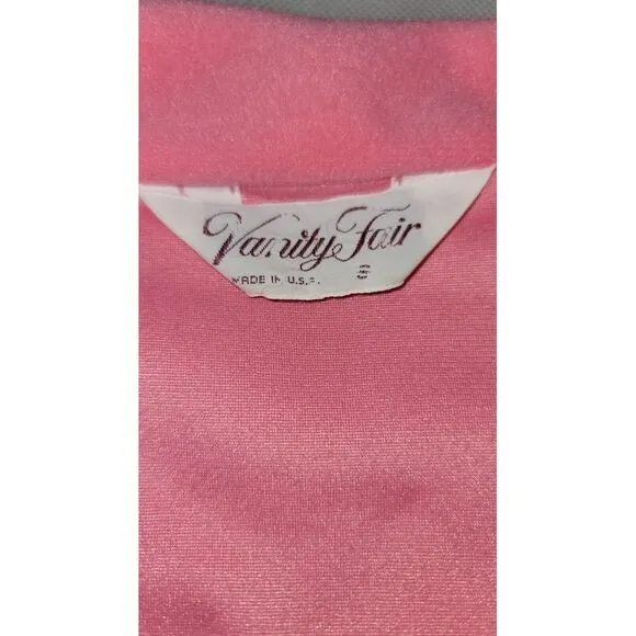 Vintage Vanity‎ Fair Robe 70s Pink Floral Long House Coat Snap Nightgown Small