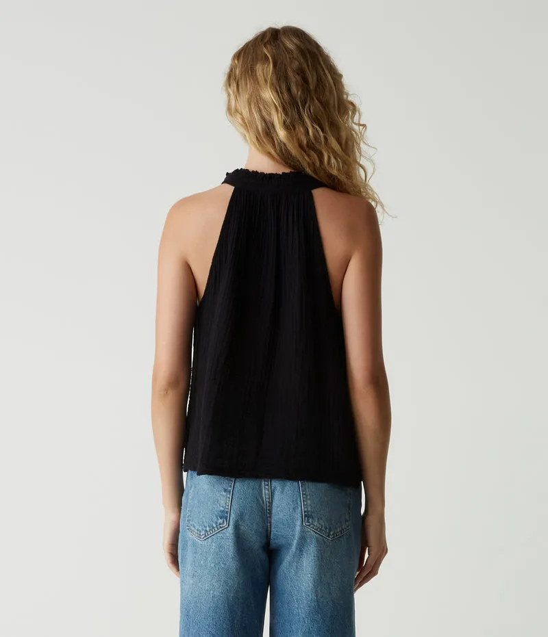 Viola Split Neck Tank Top | Black
