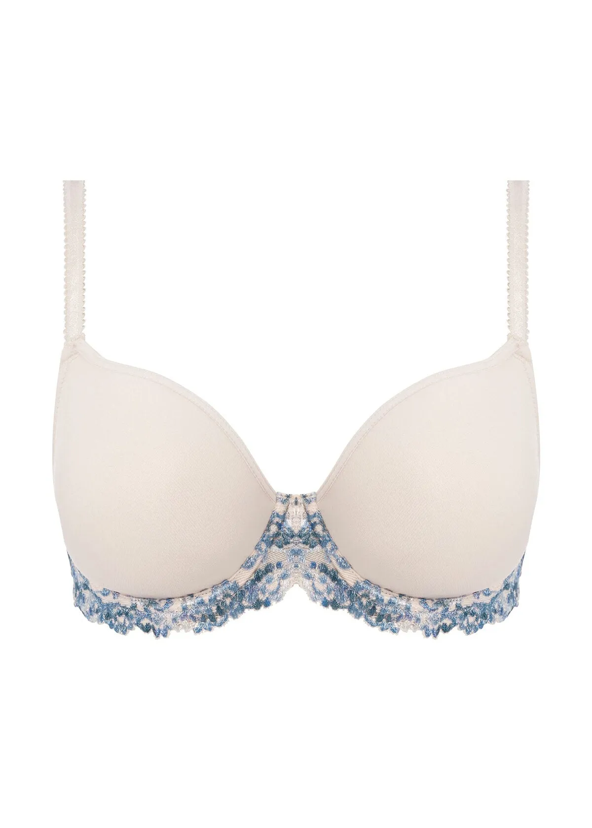 Wacoal Embrace Lace Contour Bra - Pastel Parchment / Blue Multi
