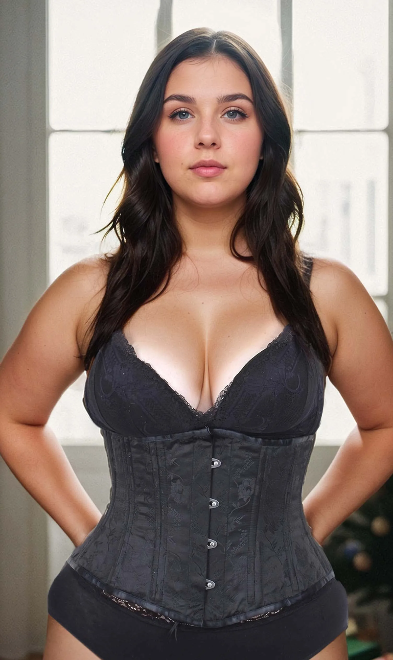 Waist Trainer Floral Black Brocade Standard Corset
