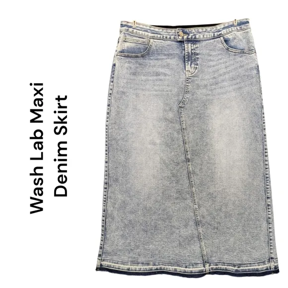 Wash Lab | NWOT Women's Selma Long Maxi Denim Skirt | Azure Wash | 32 = 14 Large