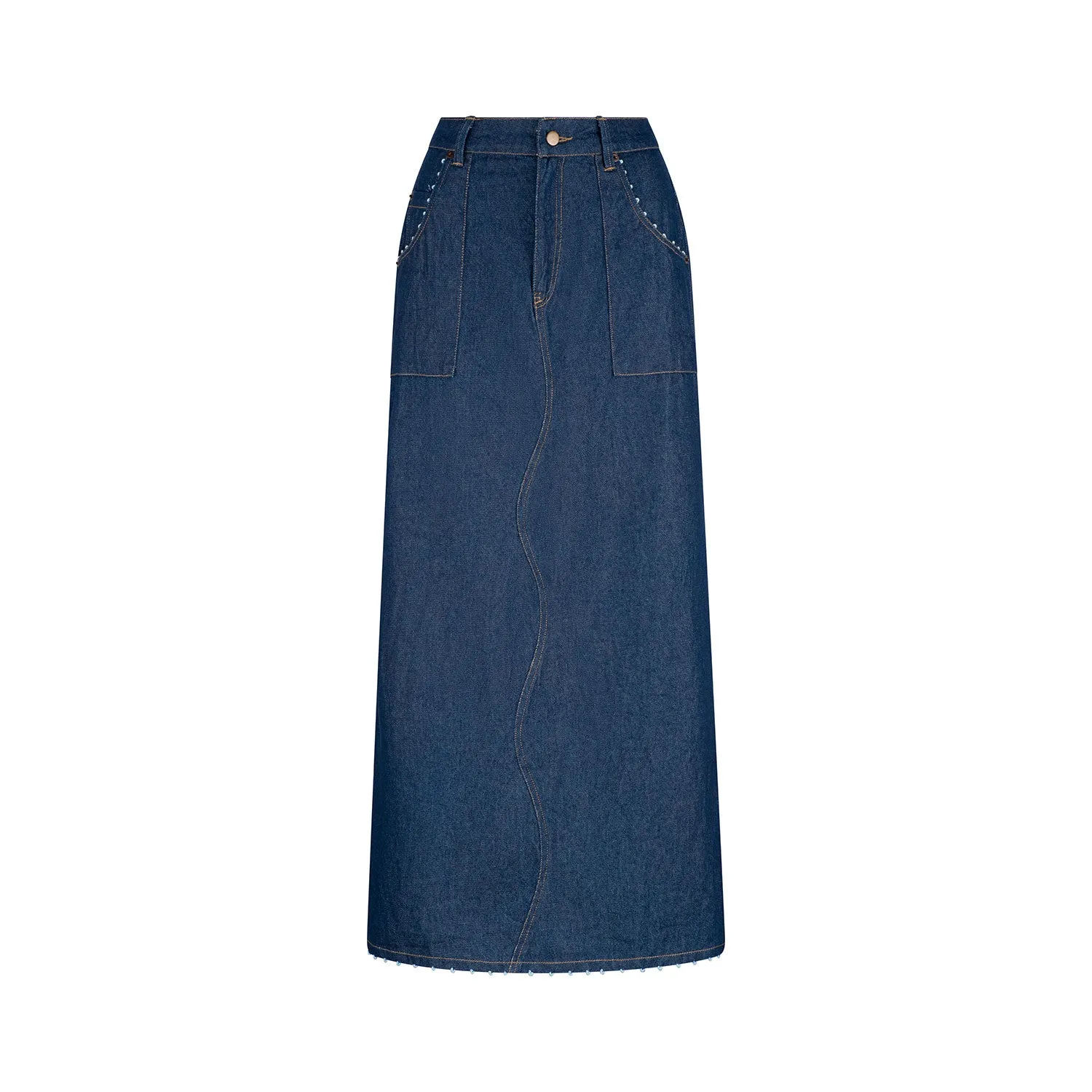 Wave Denim Skirt