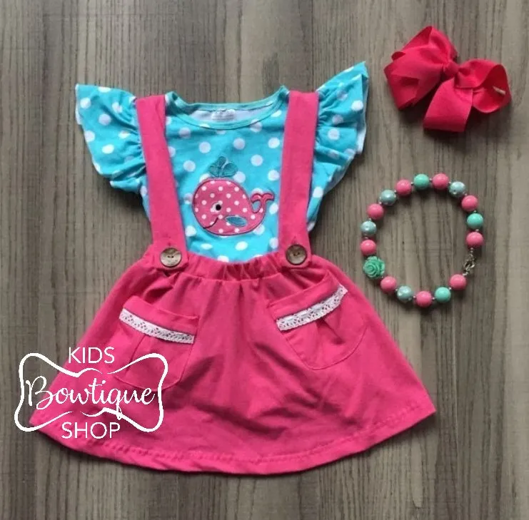 Whale Suspender Skirt Set