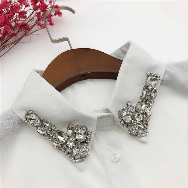 White Cotton Collar - Crystal