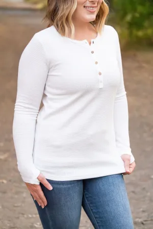 White Henley Long Sleeve Shirt *