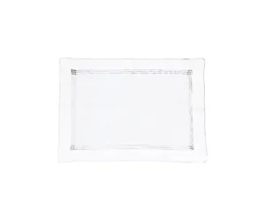 White Linen Placemats with Triple Hemstitch Border, Set of 4