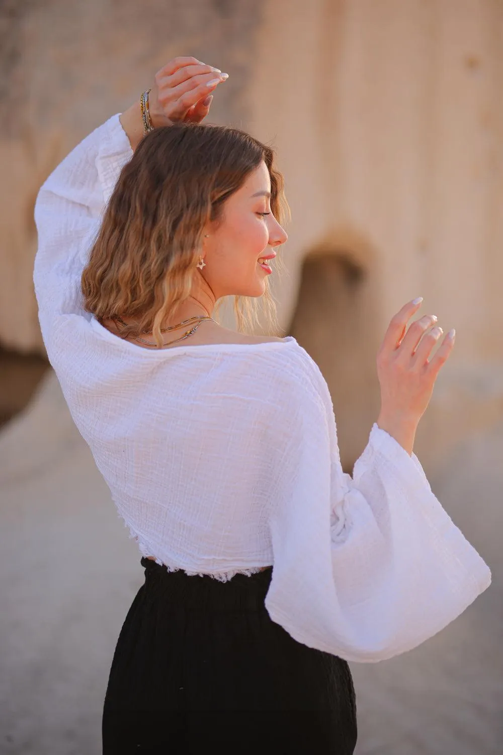 White Off Shoulder Crop Top
