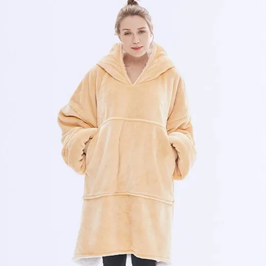 Winter Warm Sleepwear With Pocket Flannel Thick Sleepwear Oversized Nightgown Coral Fleece Soft Hoodies Sleepdress Loungewear