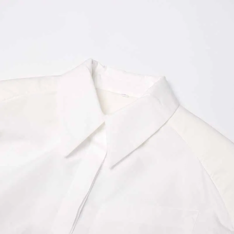 Women White Shirt Blouse Backless Long Sleeves Top