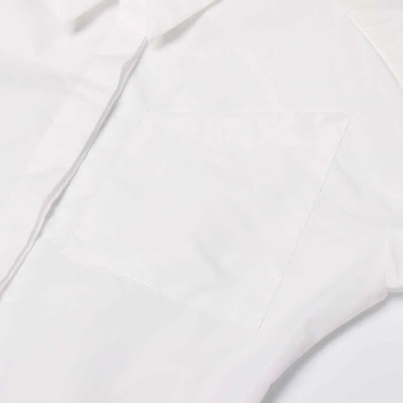 Women White Shirt Blouse Backless Long Sleeves Top