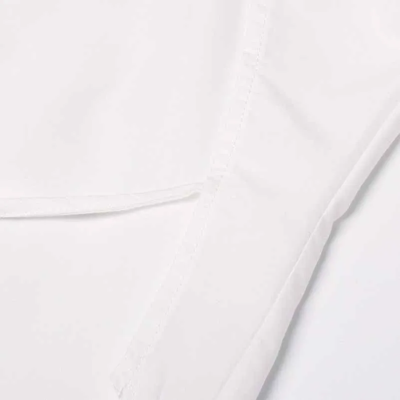 Women White Shirt Blouse Backless Long Sleeves Top