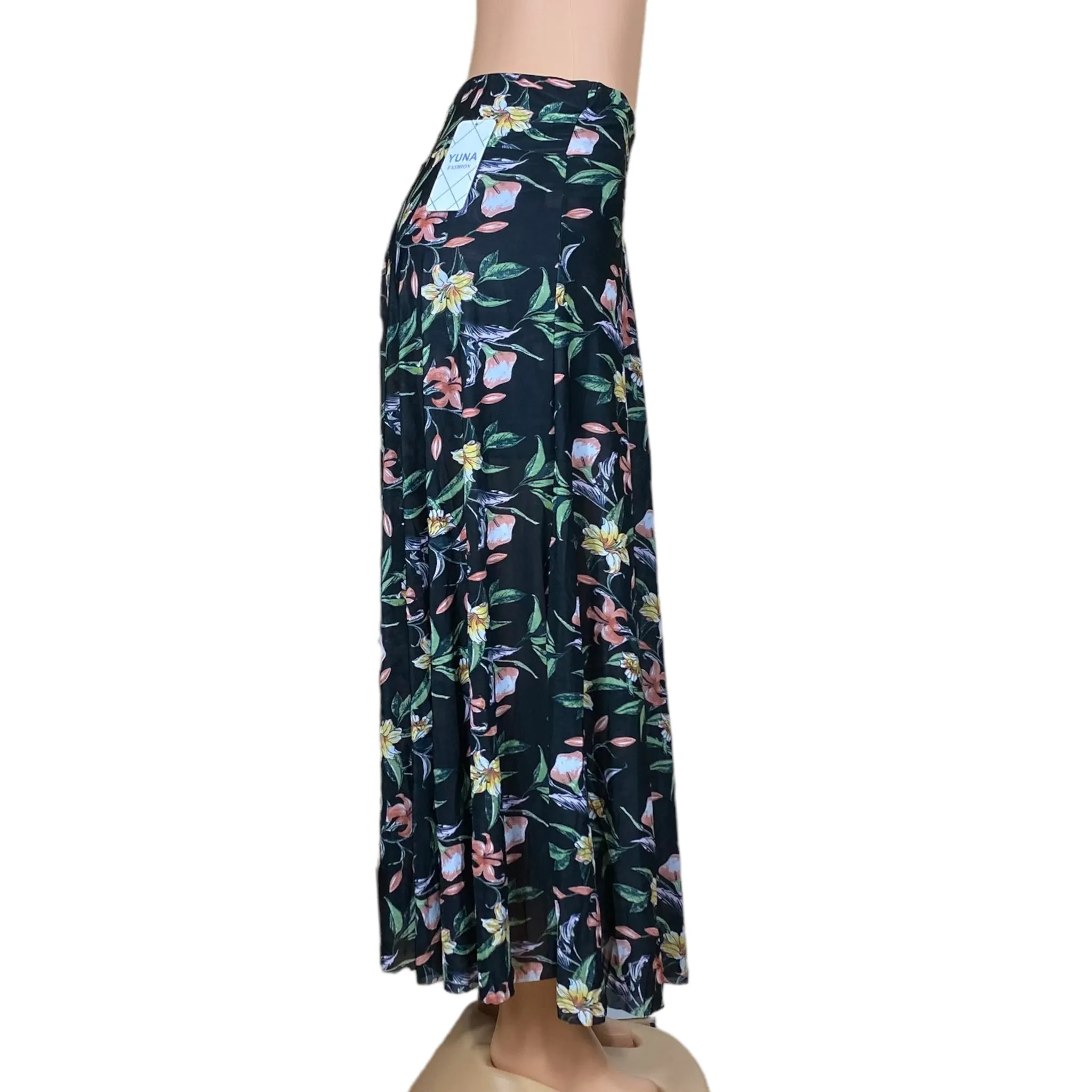 Women's Beach, Long, High waist, Midi Skirt with Short Inside