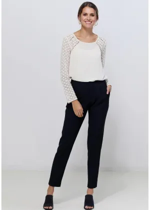 Women's Lace Contrast Top