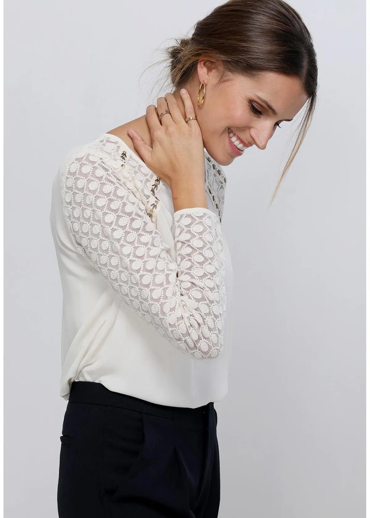 Women's Lace Contrast Top