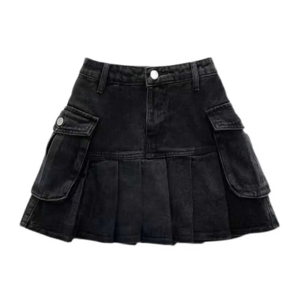 Women's Spice Girl High Street Solid Color Denim Skirt