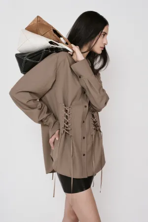Wool Long Sleeved Shirt with Lacing
