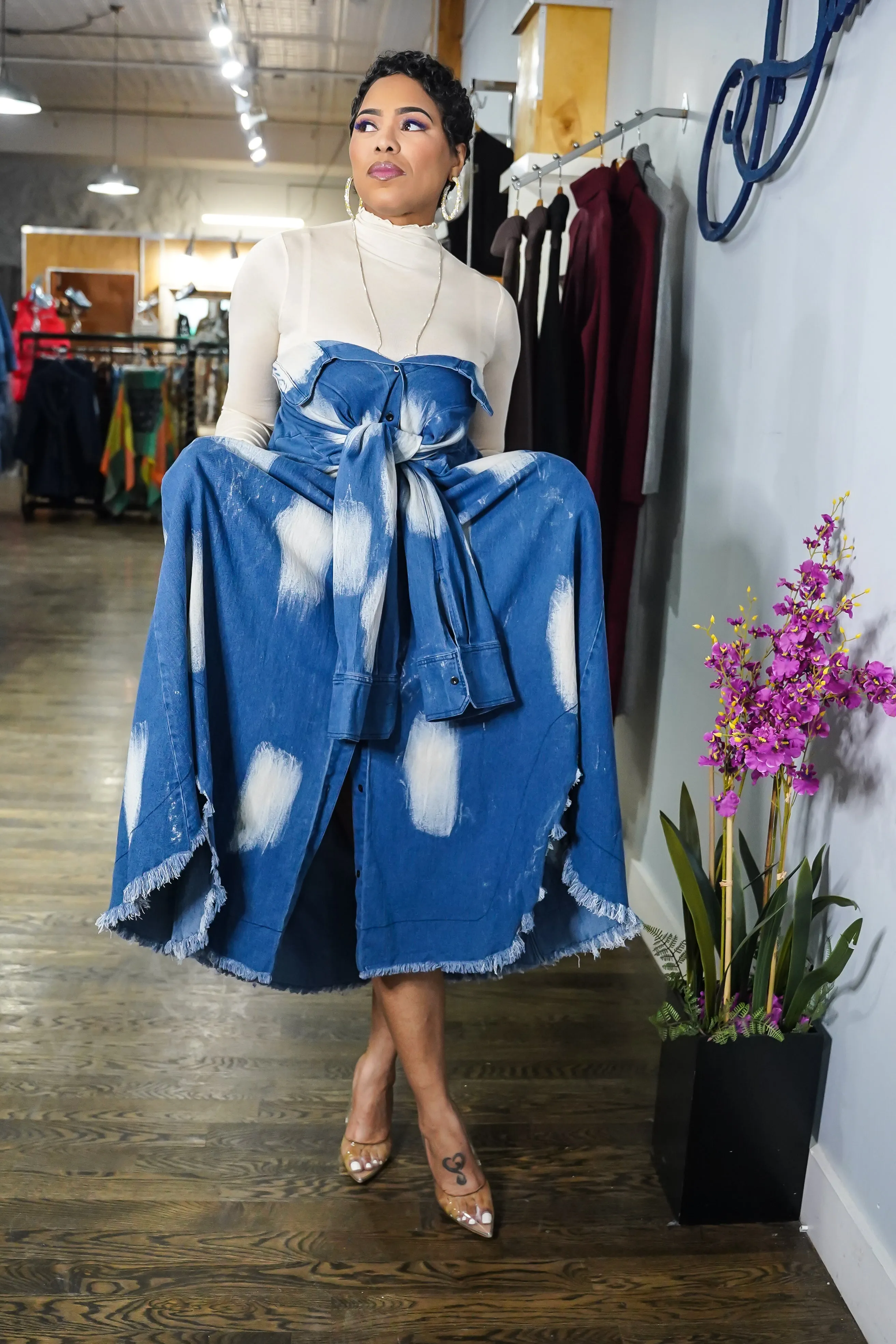 Wrap it Around Denim Wash Dress/Skirt