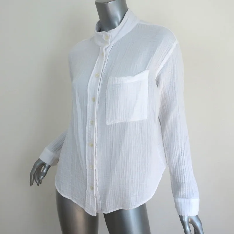 Xirena Button Down Shirt Finley White Gauze Size Extra Small Long Sleeve Top