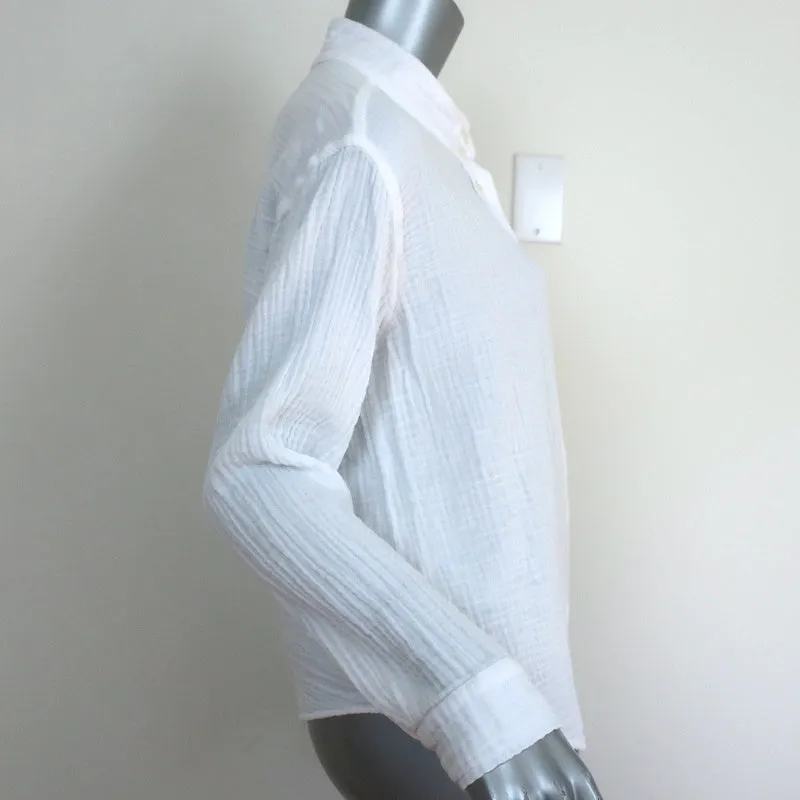 Xirena Button Down Shirt Finley White Gauze Size Extra Small Long Sleeve Top