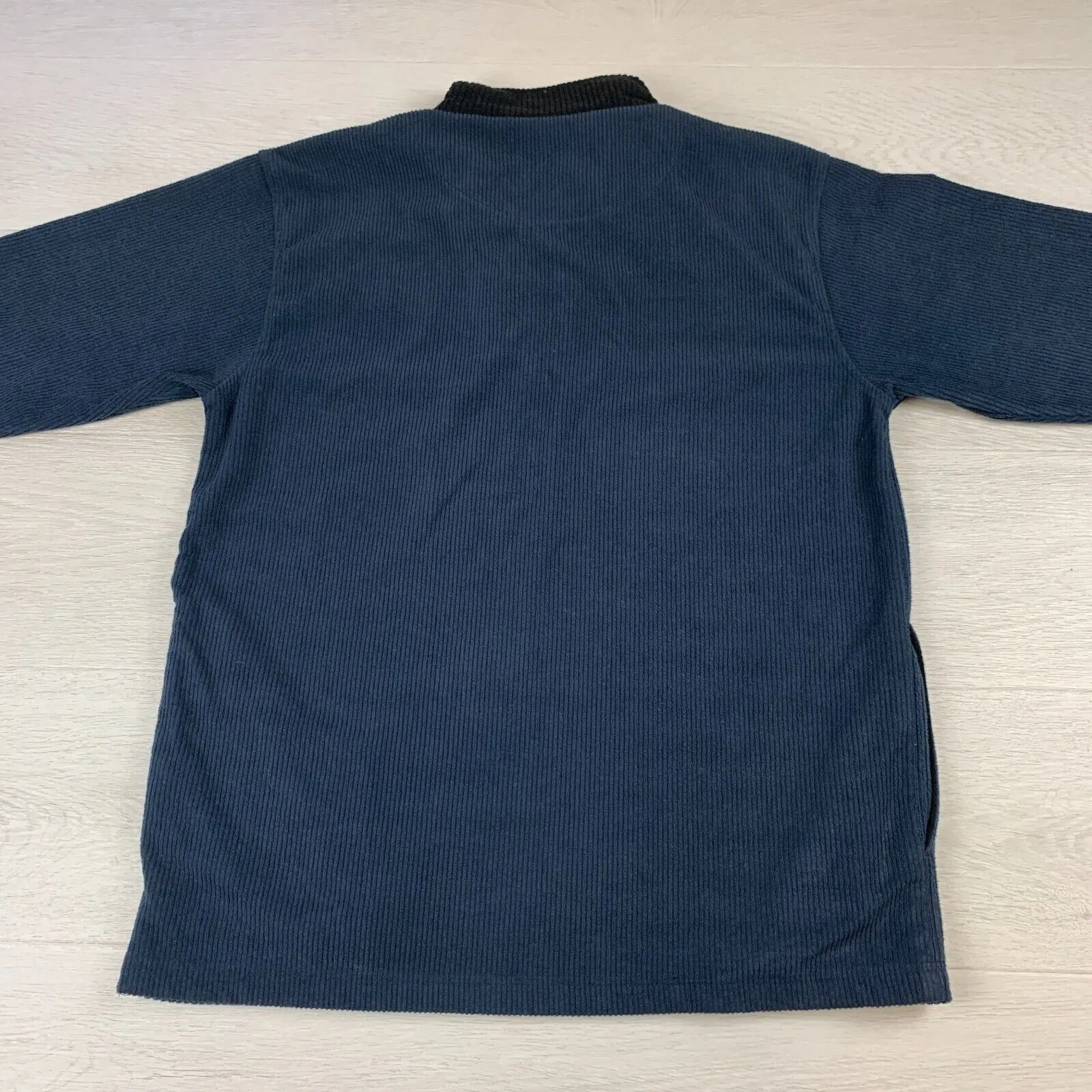 Yarra Trail Mens Blue 1/4 Zip Corduroy Sweater Size L
