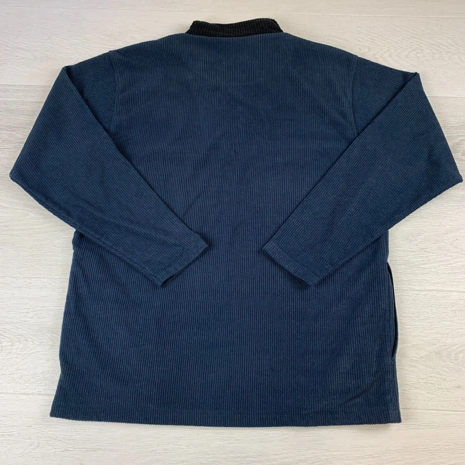 Yarra Trail Mens Blue 1/4 Zip Corduroy Sweater Size L