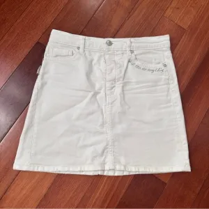Zadig &amp; Voltaire | Juicy Denim Mini Skirt Button Fly Embroidered Blanc | Size XS
