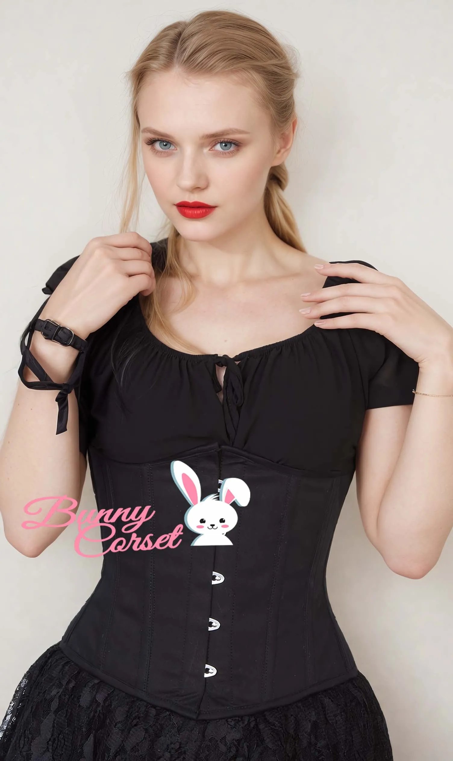 Zara Black Cotton Underbust Corset