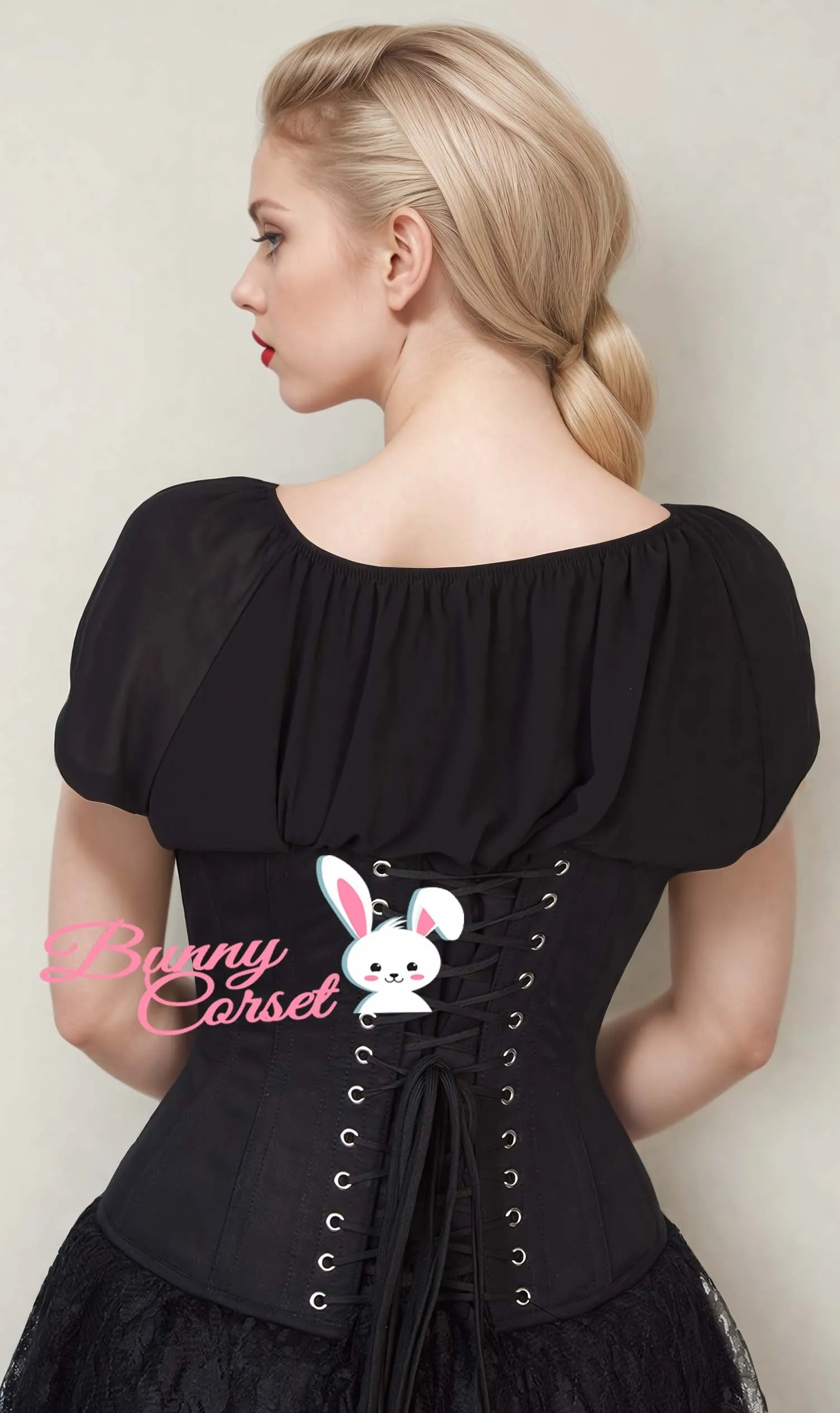 Zara Black Cotton Underbust Corset