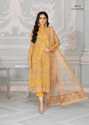 ZARIF Bahaar Festive Formals Unstitched Suit ZB-03 GOLDIER