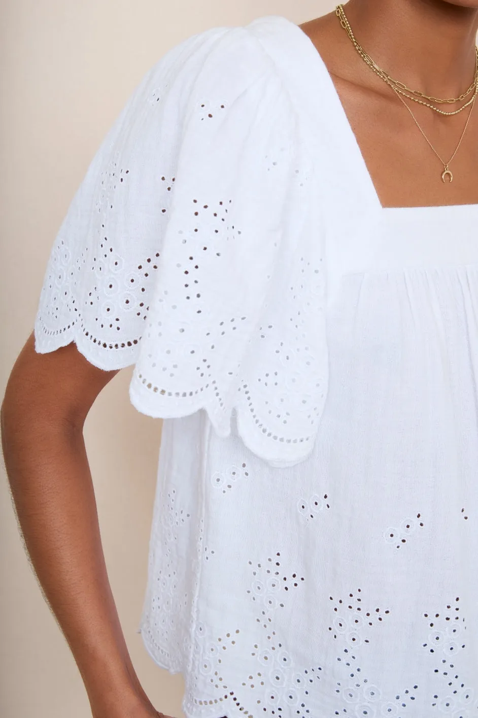 Zoe Double Gauze Top - White
